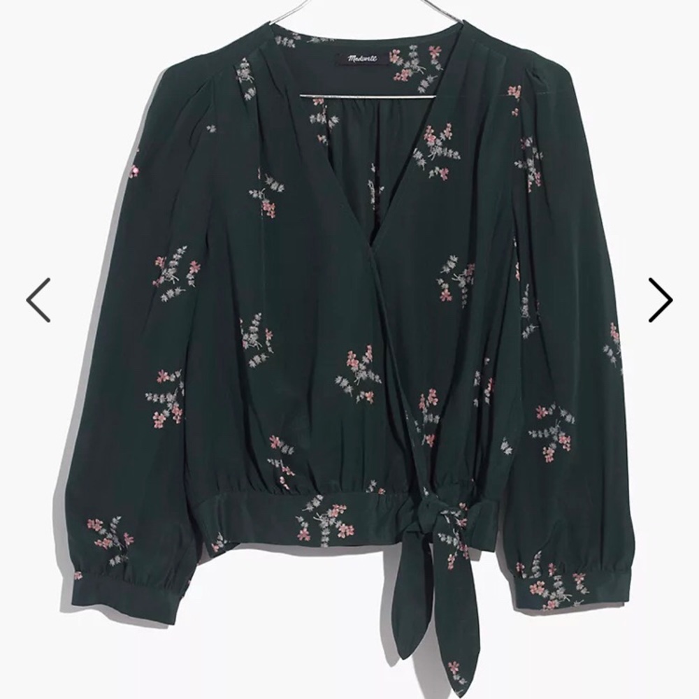Madewell silk wrap top in wild botanic XXS